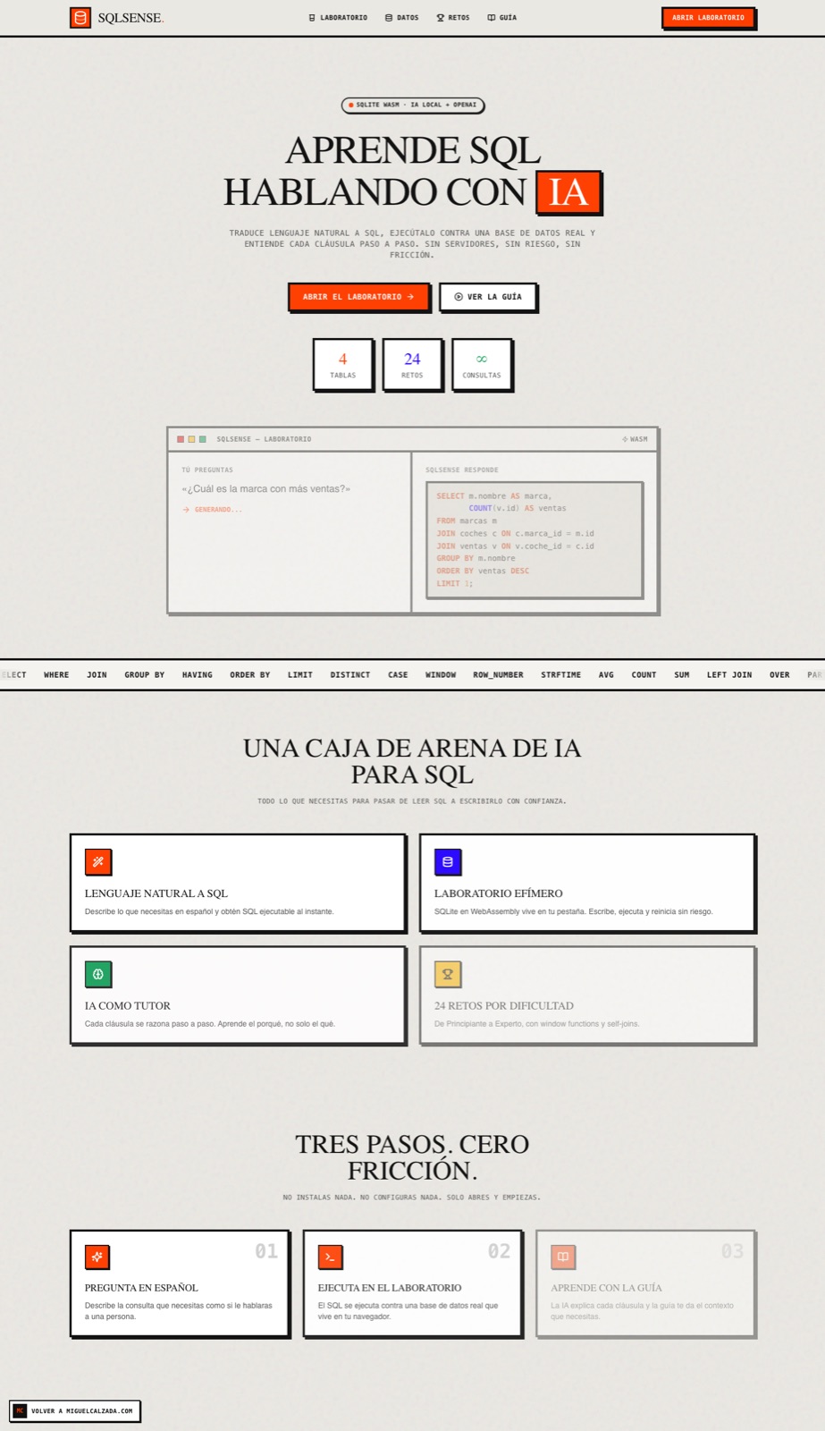 Interfaz de SQLSense AI